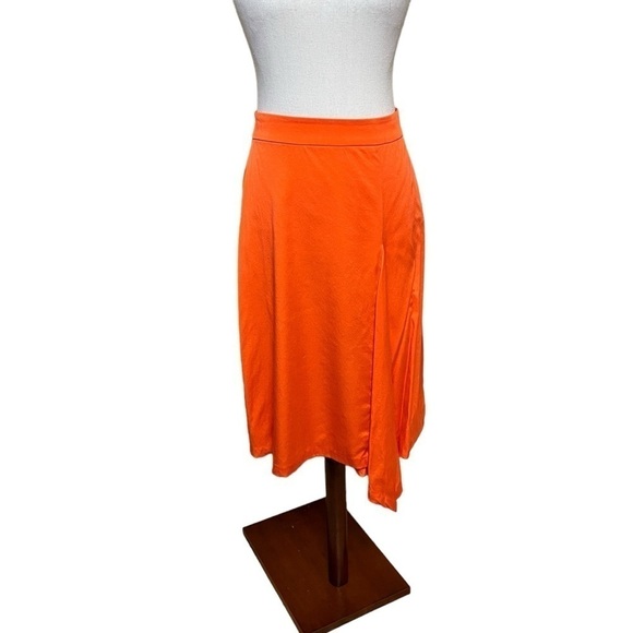 J. Lindeberg Silk Blend A-Line Asymmetrical Skirt. Orange Size 34 / M #1030 - Picture 2 of 6